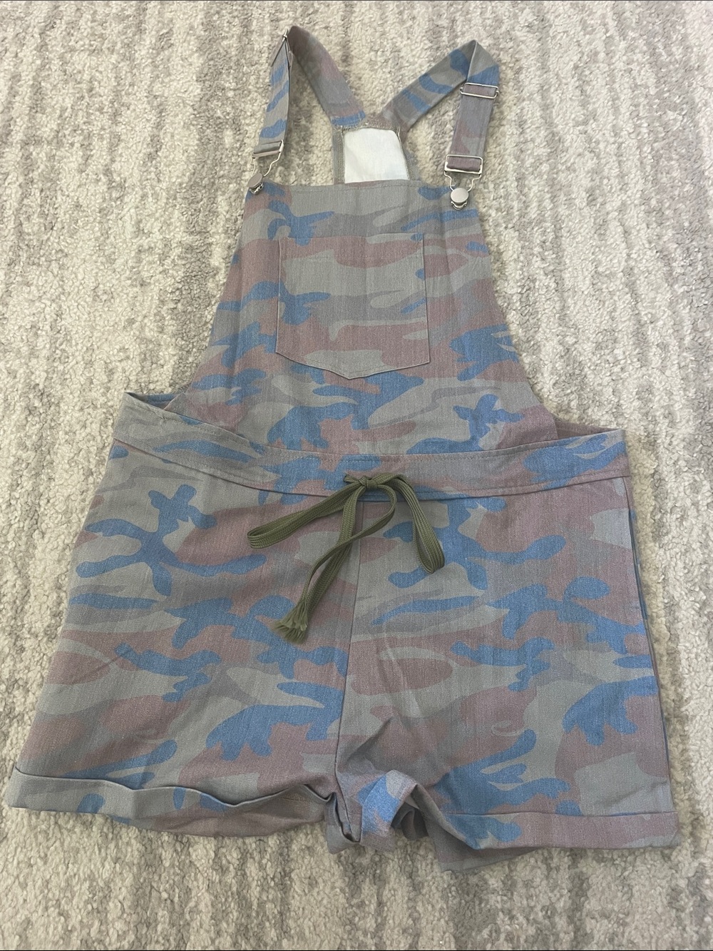 Women’s Camo Short Overalls - Blue Gray